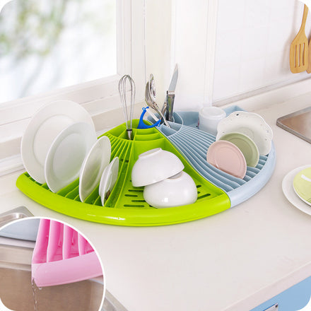 New Triangular sector plastic draining rack corner tableware dish tray drainer shelf storage rack organizer kitchen accessories