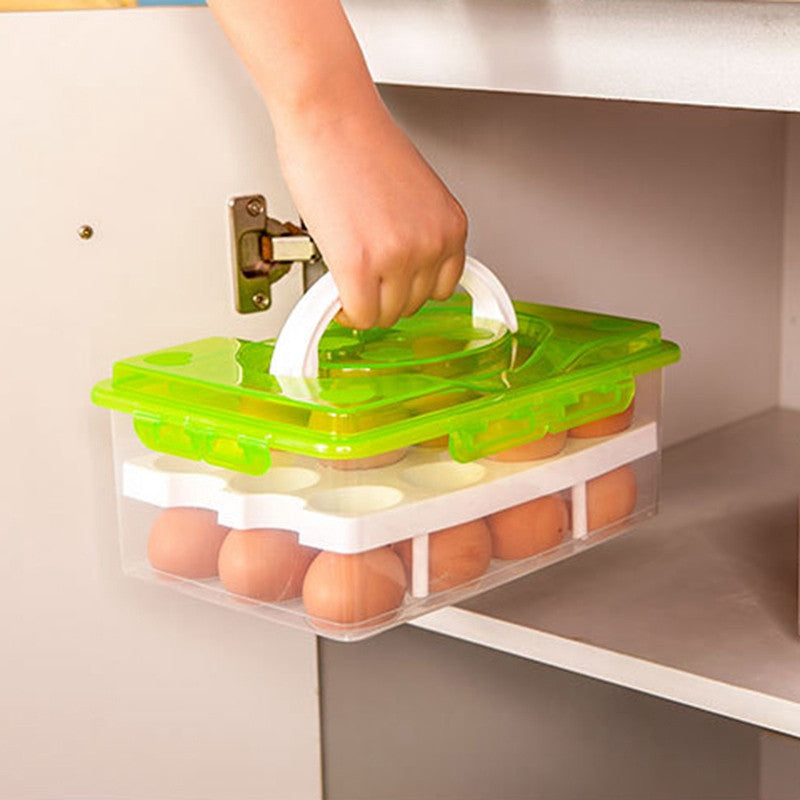 24 Grid Egg Box Food Container Organizer Convenient Storage Boxes Double Layer Durable Multifunctional Crisper Kitchen Products