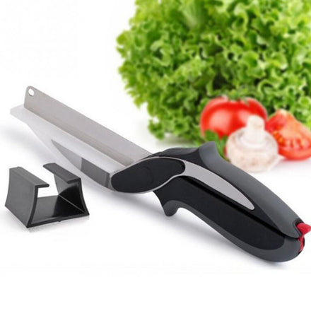 Stainless Steel Blades Spring Loaded Choppers Salads Vegetables Meats Chopping Kitchen Scissors Cutting Board Cutter Choppers