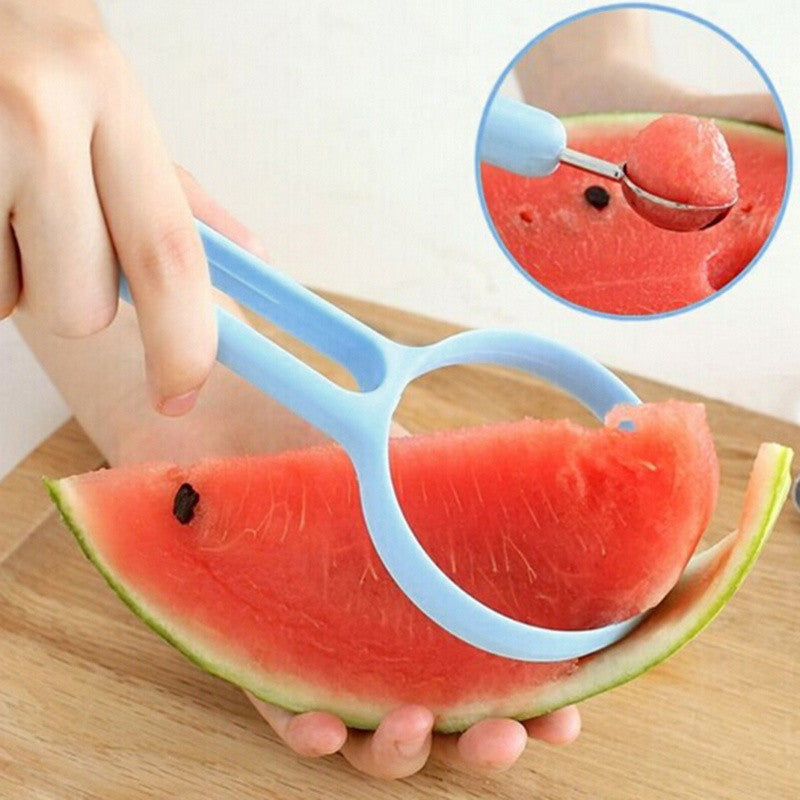 2Pcs/Set Fruit Slicer Peelers+Melon Scoops Ballers Household Kitchen Cooking Tools Peeling Fancy Dig Spoon Kitchen Gadget Blue