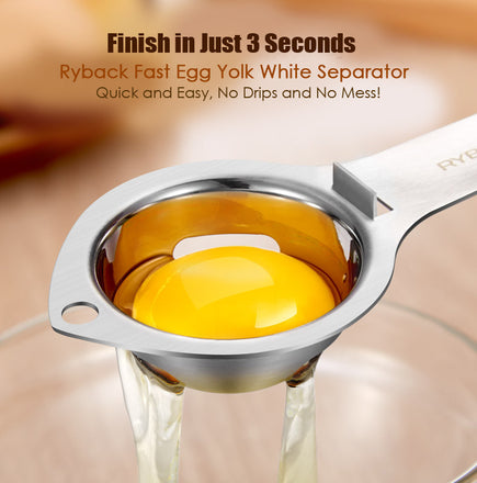 RYBACK Stainless Steel Egg Separator White Yolk Filter Cooking Tool Dishwasher Safe Chef Kitchen Gadget