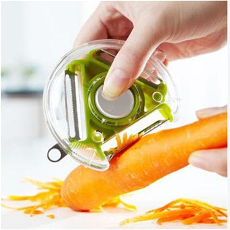 high quality creative multifunction 3 in 1 vegetable fruit salad rotary peeler cutter slicer chopper kitchen tools salad tools