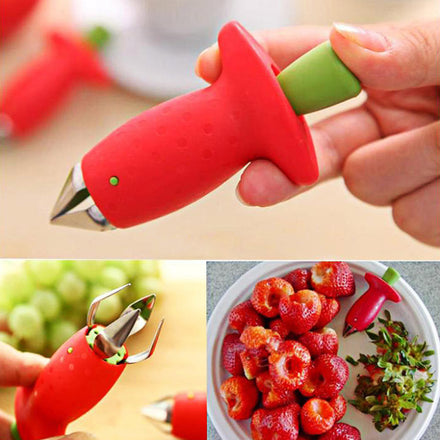 1 PC Red Strawberry Huller Strawberry Top Leaf Remover Tool Tomato Stalks Fruit Knife Stem Remover Portable Kitchen Gadget