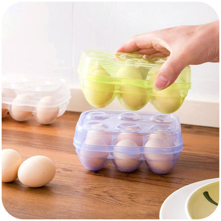 Fahion Colored Transparent Eggs Six Grid Storage Box Kitchen Refrigerator Crisper Egg Covered Storage Box Accessories