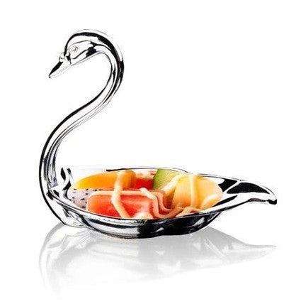 Stainless steel fruit tray fashion swan design fruit plate dessert dish salad plate kitchen accessory