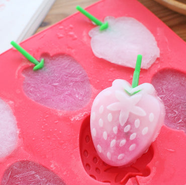 FoodWork Ice Pop Maker Molds Popsicle Mold In Strawberry Shape Set Kitchen DIY Ice Tray