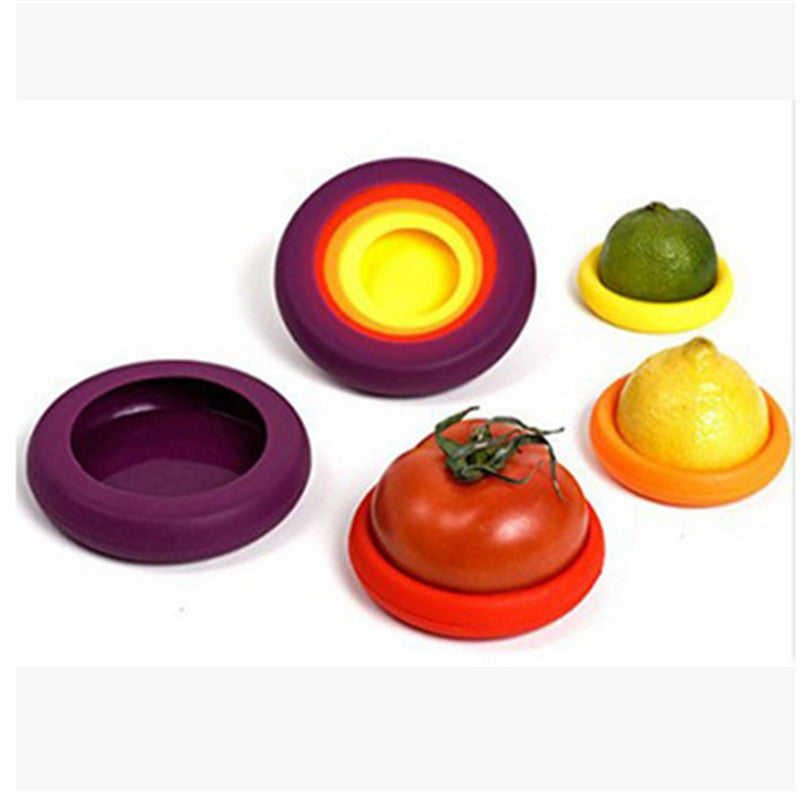 4pcs Silicone Food Huggers Four Sizes Silicone Caps Keep Fruit Fresh Food Storge Food Saver