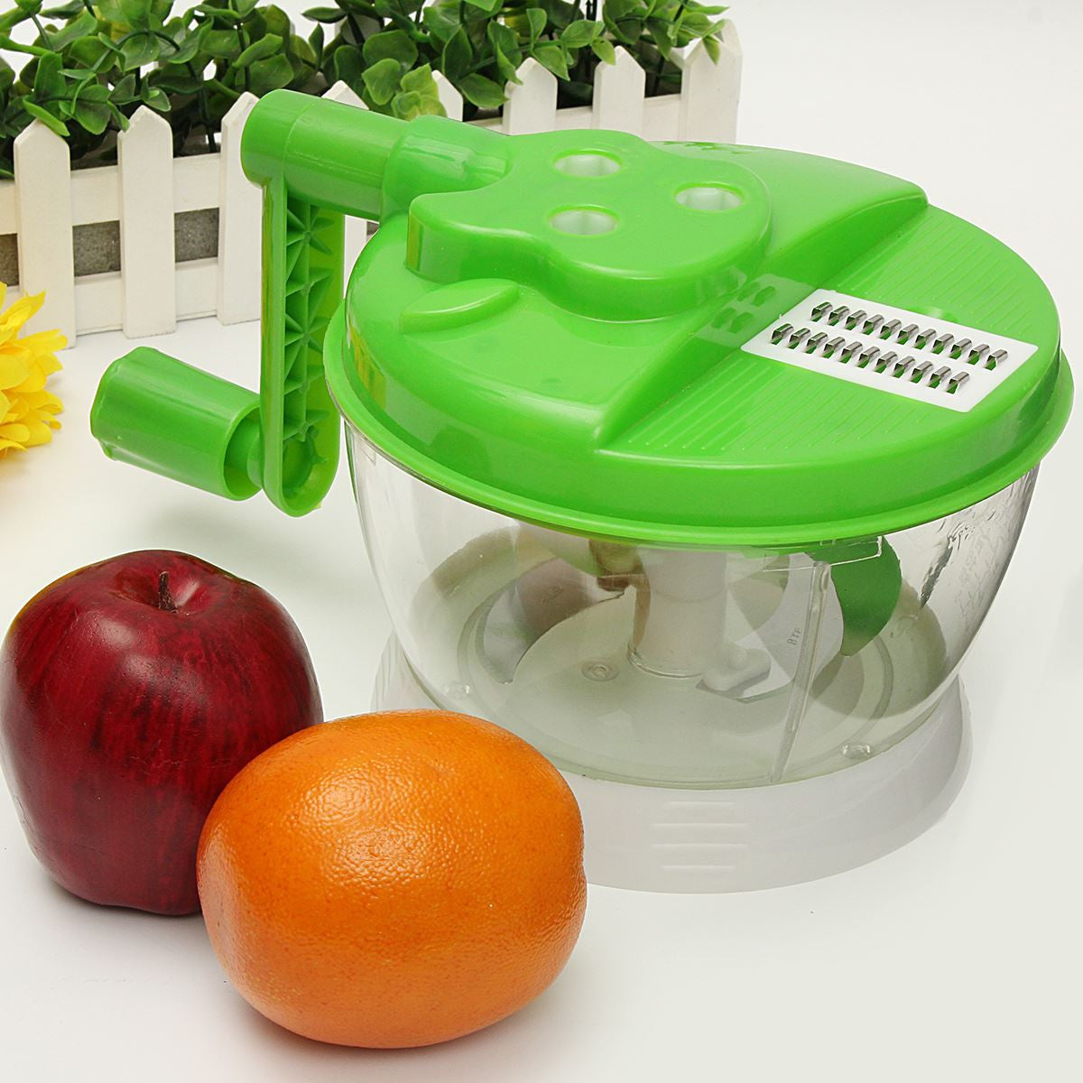 Green Handle Plastic Manual Vegetables Fruits Chopper Meat Cutter Salad Crusher Fruits Slicer Home Canteen Kitchen Accessories